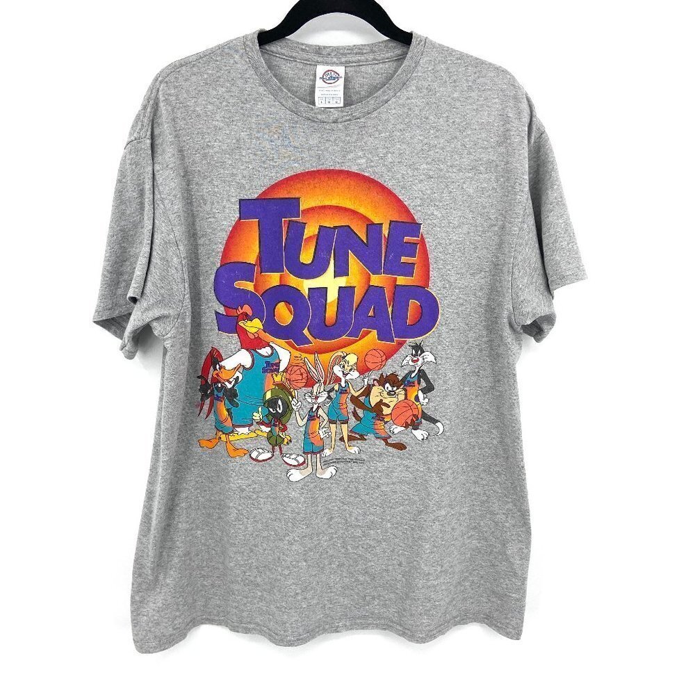 TUNE SQUAD Delta Pro Weight Gray Space Jam Graphic Print T-Shirt Size Large
